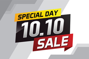 10.10 Special day sale word concept vector illustration with ribbon and 3d style for use landing page, template, ui, web, mobile app, poster, banner, flyer, background, gift card, coupon


