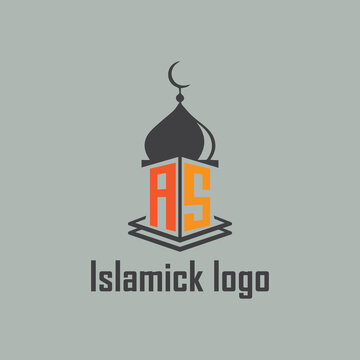 AS Islamic logo with mosque icon design.