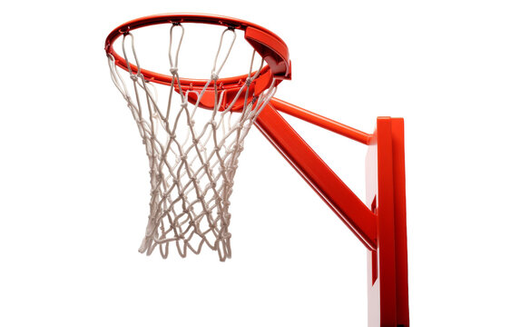 A basketball elegantly glides through the rim of a basketball hoop