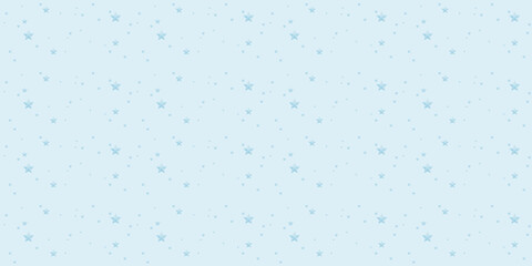 A lovely pattern of light blue stars of various sizes on a seamless pastel light blue background.