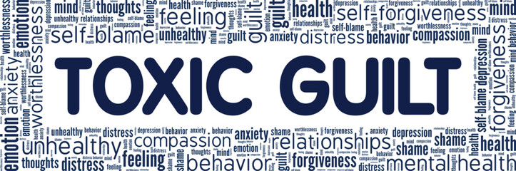 Toxic Guilt word cloud conceptual design isolated on white background.