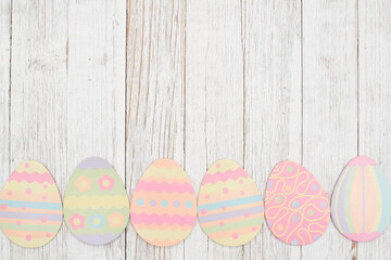 Easter egg background on weathered wood - 772150715