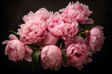 Opulent Pink peonies. Romantic floral petal. Generate Ai