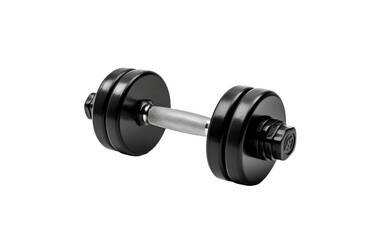 Two dumbbells rest on a white background