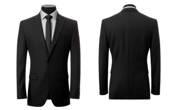 A sophisticated black suit paired with a crisp white shirt and tie exudes timeless style and professionalism