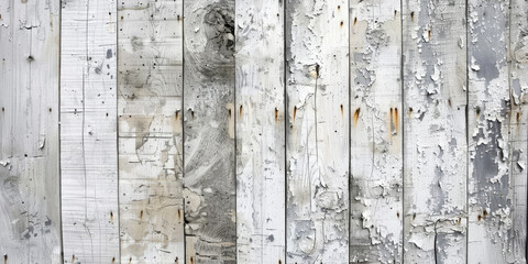 Distressed White Wooden Planks Texture with Peeling Paint