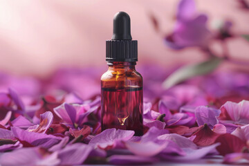 Obraz na płótnie Canvas Essential Oil Dropper Amidst Lush Purple Flowers