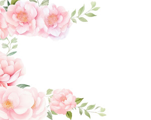 Camellias Floral Border watercolor, Floral Frame, isolated white background