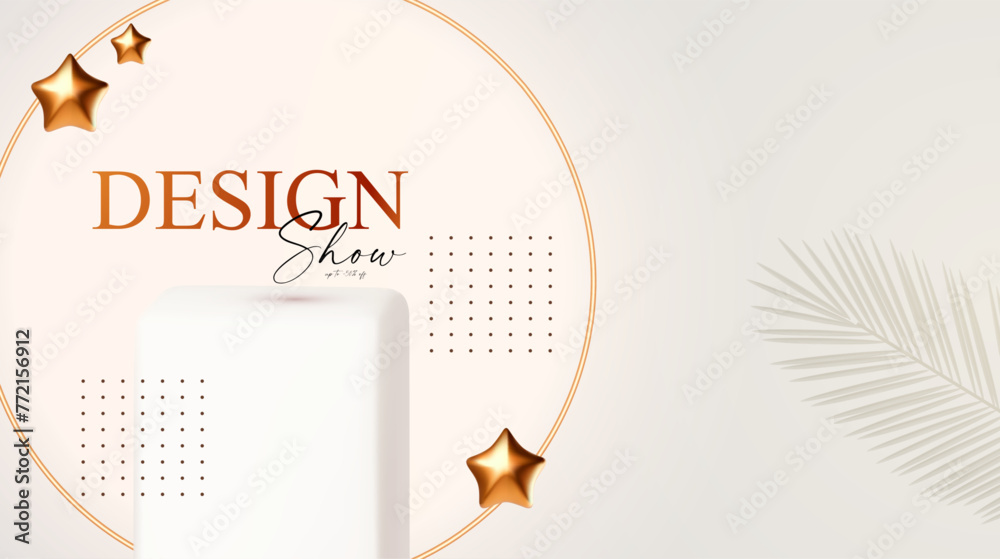 Wall mural 3d realistic product display design template. white scene with podium. elegant vector platform. stag