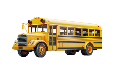 Cheerful Yellow School Bus in Motion on transparent background.