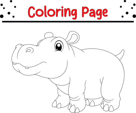 cute fat hippo coloring page for kids