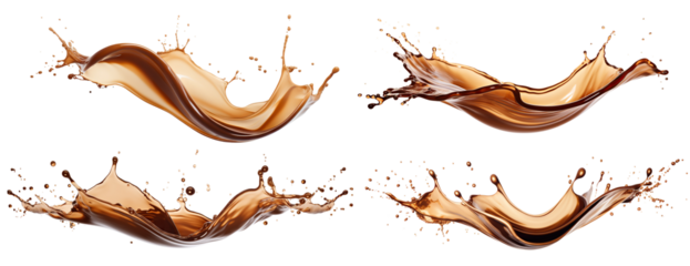Set of delicious coffee splashes, cut out