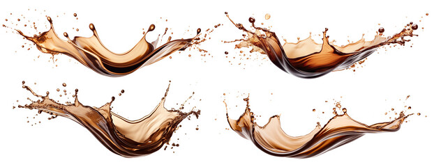 Set of delicious coffee splashes, cut out