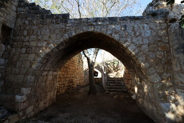 Fototapeta premium 02/12/2024 Haifa Israel. Yehiam is the ruins of a Crusader and Ottoman-era fortress in western Galilee, Israel.