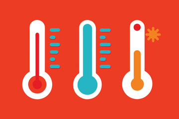 Temperature symbol set. Temperature icons vector set . Thermometer icons isolated