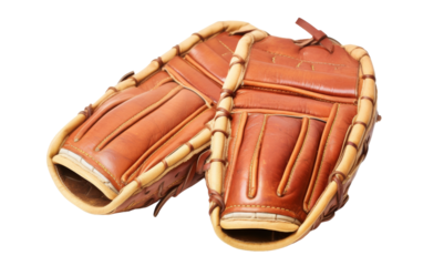 A baseball glove resting on a pristine white surface