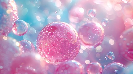 Fototapeta premium Pink Bubbles in a Rainbow Pool A Colorful and Vibrant Image for Adobe Stock Generative AI