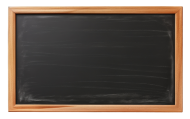 A blackboard with a wooden frame resting on a pristine white background