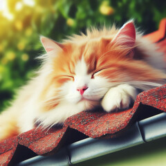 gato durmiendo en el tejado