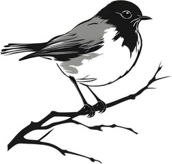 Painting of a Robin bird using the Japanese brushstroke technique.