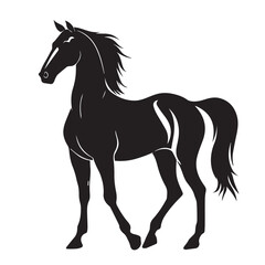 Obraz na płótnie Canvas Horse in cartoon, doodle style . Image for t-shirt, web, mobile apps and ui. Isolated 2d vector illustration in logo, icon, sketch style, Eps 10, black and white. AI Generative