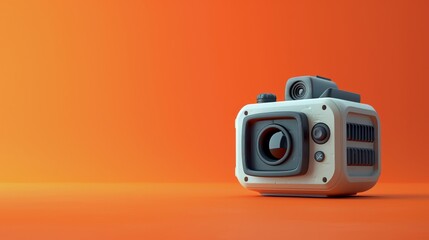 A clay model of an action camera detailed with a protective case