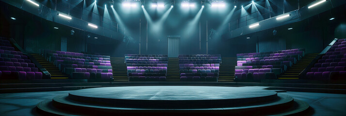 Live Concert Stage: An Electrifying Event Space with Dynamic Lighting, Ready for a Spectacular Musical Performance