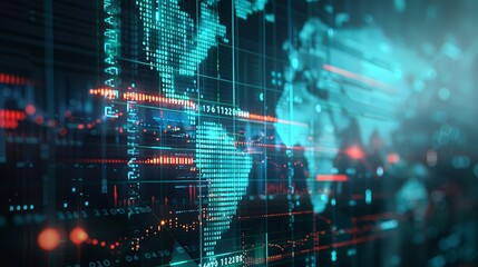 Obraz premium Dynamic Global Economic Growth Analysis: Finance and Business Ascend with Holographic Investment Charts