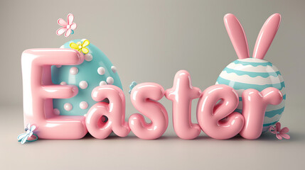 Happy Easter Background with 3d text colorful art