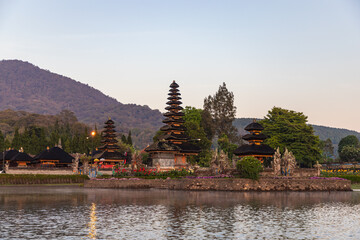 Beautiful morning at Bali lake Beratan temple - Indonesia