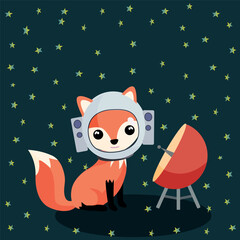 Vector drawing for children. Forest dwellers are space travelers. - obrazy, fototapety, plakaty