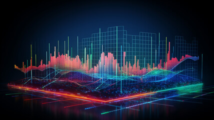  A close-up of a trading graph with sharp spikes and dips, reminiscent of a heartbeat monitor, symbolizing rapid market movements. - obrazy, fototapety, plakaty
