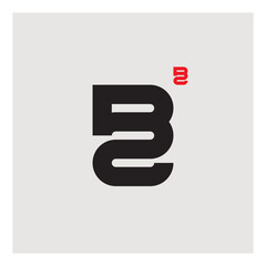 A logo combining the letter B and number 2. 2B - logotype. Vector design element or icon. B2.