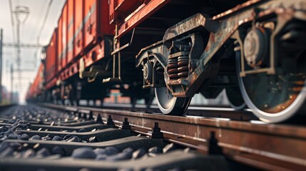 freight train on railway - obrazy, fototapety, plakaty