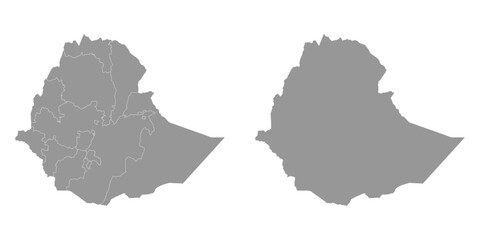 Ethiopia map with administrative divisions. Vector illustration.