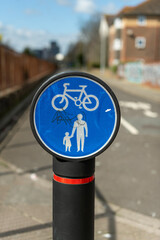 bicycle lane and walking path sign