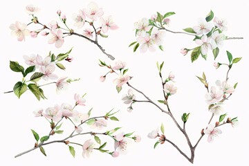 Obraz na płótnie Canvas Blooming Branches A Cherry Blossom Artwork for the Month of April Generative AI