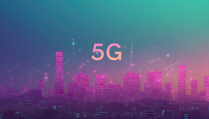 Next-Generation Connectivity: Highlight the transformative impact of 5G networks on digital connectivity, featuring an image illustrating the rapid data transmission and network reliability in a conne