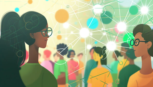 Connectivity for All: Highlighting efforts to expand internet access and connectivity to underserved areas, accompanied by visuals of community members utilizing digital tools for education