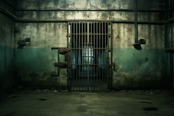 Unyielding Prison doors. Lock stone cage. Generate Ai