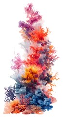 Trompe-l'oeil Fusion of Digital Architecture and Vibrant Coral Reef Inspired Artwork