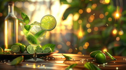 Refreshing Exotic Lime Cocktail - obrazy, fototapety, plakaty