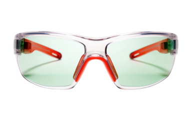 A sleek pair of glasses resting on a pristine white background