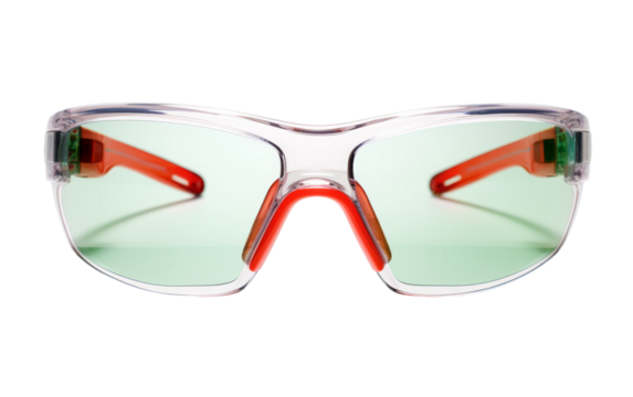 A sleek pair of glasses resting on a pristine white background