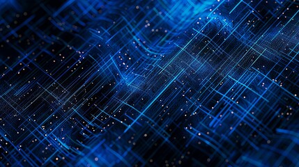 Obraz premium a diagonal matrix background in blue colors on pure black background