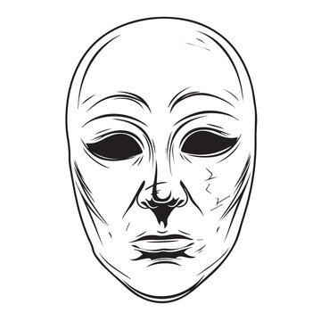 Mask in cartoon, doodle style . Image for t-shirt, web, mobile apps and ui. Isolated 2d vector illustration in logo, icon, sketch style, Eps 10, black and white. AI Generative