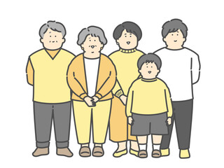 三世代家族の全身イラスト
