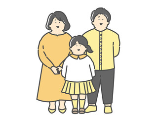 Obraz premium 若い夫婦と子供の家族イラスト