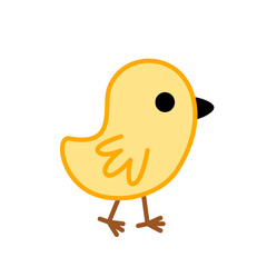 Chick. Yellow nestling. Little bird. Easter nestling. Cartoon, vector