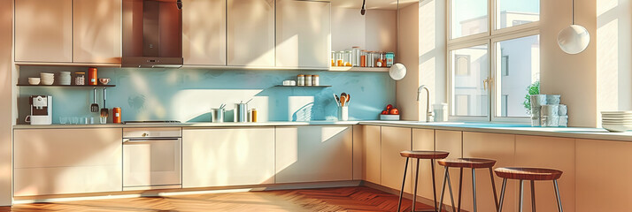 Minimalistic Kitchen with Sleek Design, Offering a Clean and Modern Space for Culinary Creations